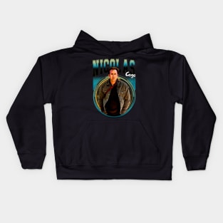 Cage Chronicles Visual Journey Through Nicolas's Iconic Roles Kids Hoodie